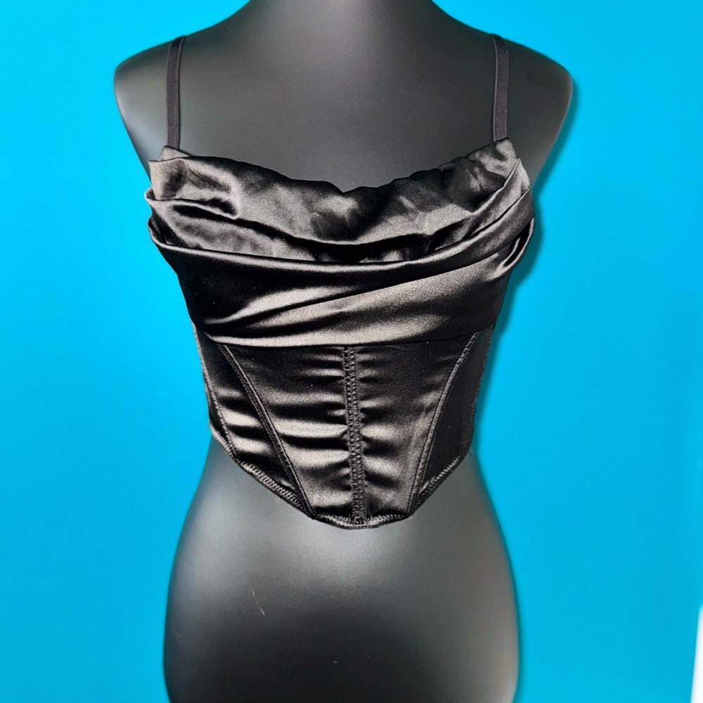 Urban Outfitters Black Satin Corset Top